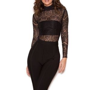 House Of CB Black Lace Bodysuit Size XS